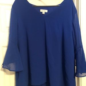 Calvin Klein Blue Bell Sleeve Shirt